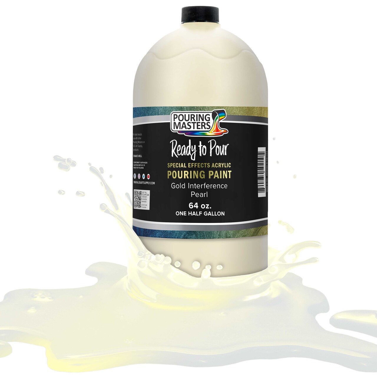 Pouring Masters Gold Interference Pearl Special Effects Acrylic Pouring Paint - Premium 64-Ounce Pre-Mixed Fluid Acrylic Paint - Fluid Art Supplies for Canvas, Wood, Paper, Tile & Rocks